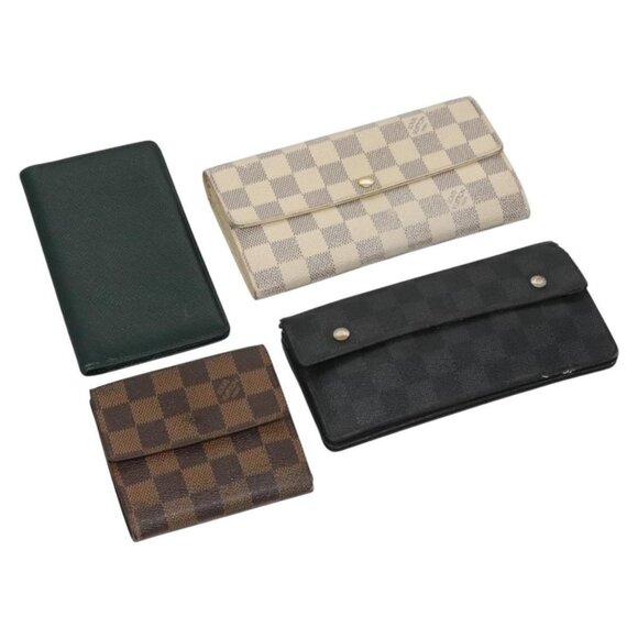 LOUIS VUITTON Damier Ebene Damier Azur Damier Graphite Wallet 4Set LV Auth BA139